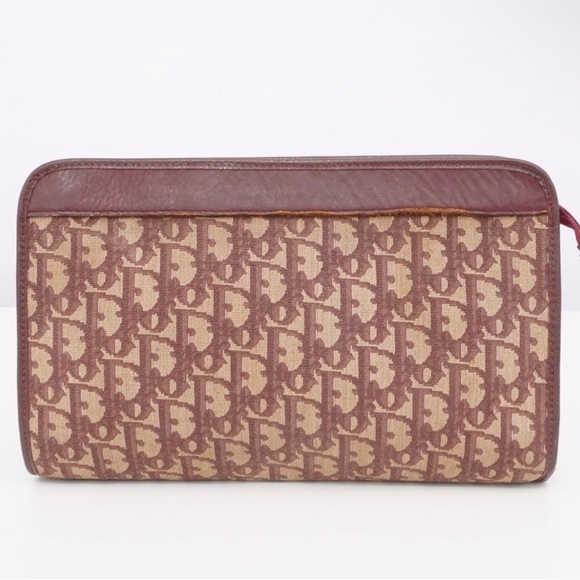 Dior Handbags - Christian Dior Burgundy Brown Monogram Trotter Clutch